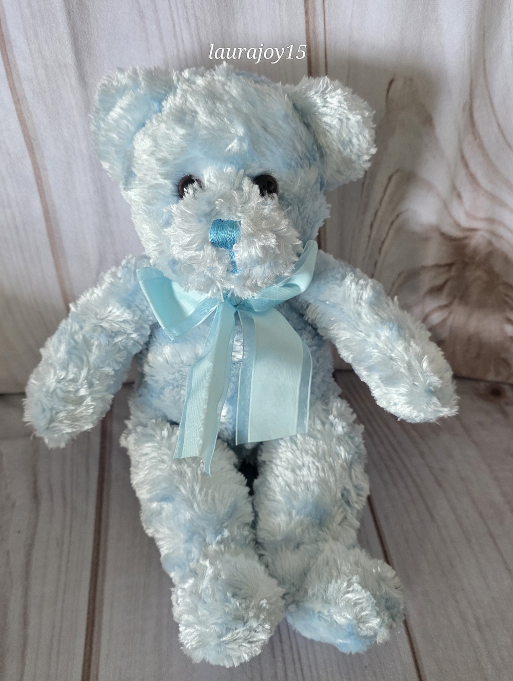Princess Soft Toys Shiny Blue Teddy Bear Plush Stuffed Toy Rare 14 Inch 2002